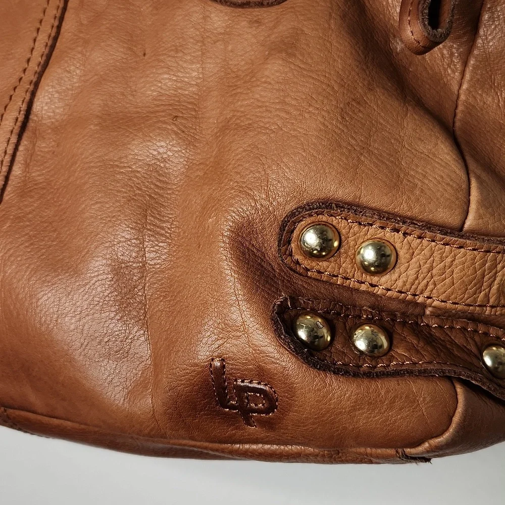 Linea Pelle Large Tan Leather Satchel - Picture 3 of 6